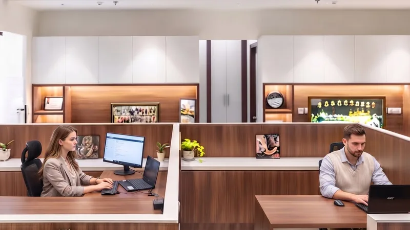 A bank branch counter where staff place equipment orders