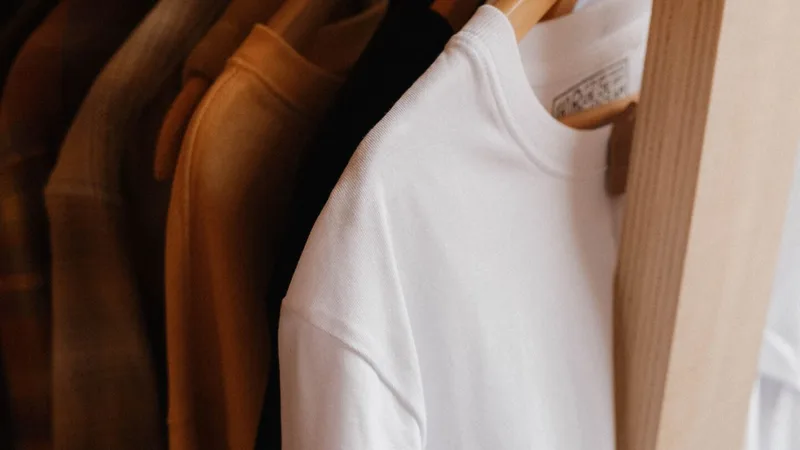 Shirts on a rail in an apparel showroom